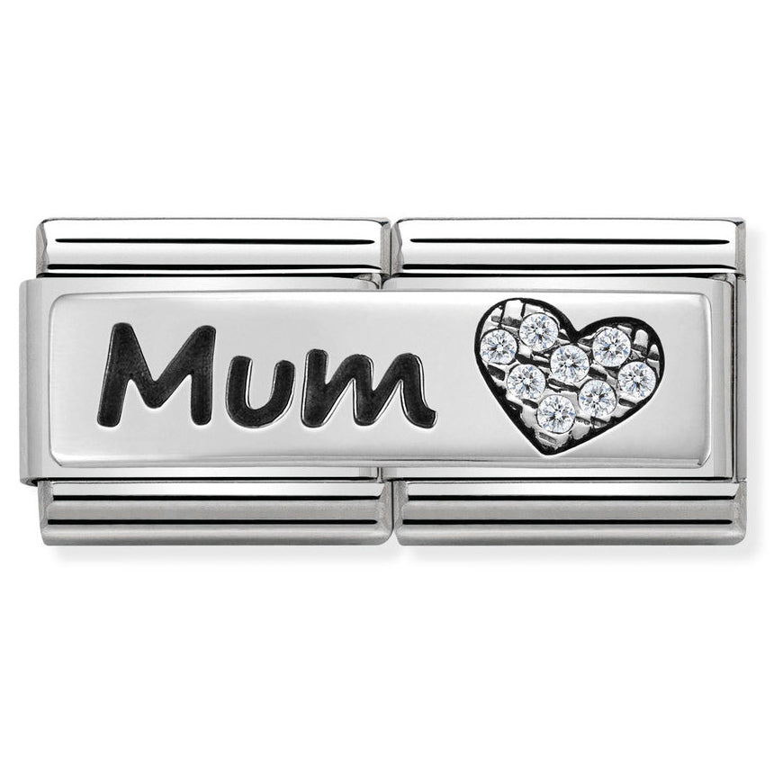 Nomination Classic Double Silver Mum and Heart Charm