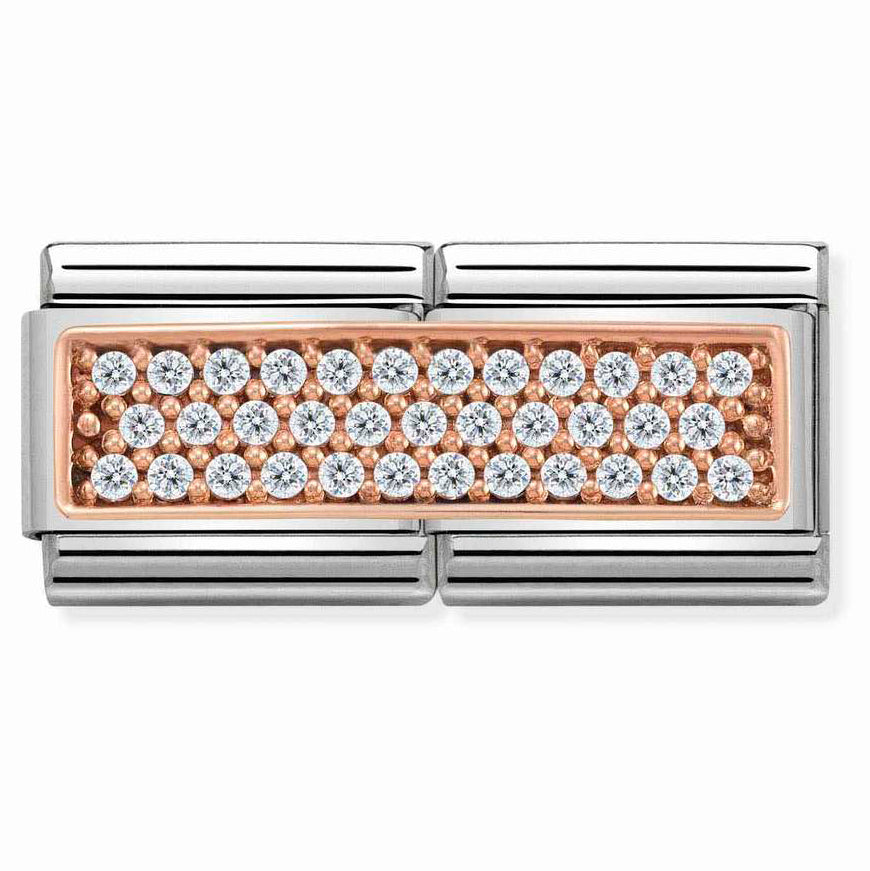 Nomination Double Rose Gold and White CZ Pave Classic Charm