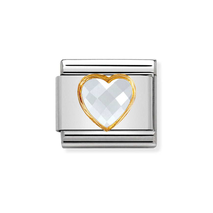 Nomination Classic White Cubic Zirconia Heart Charm