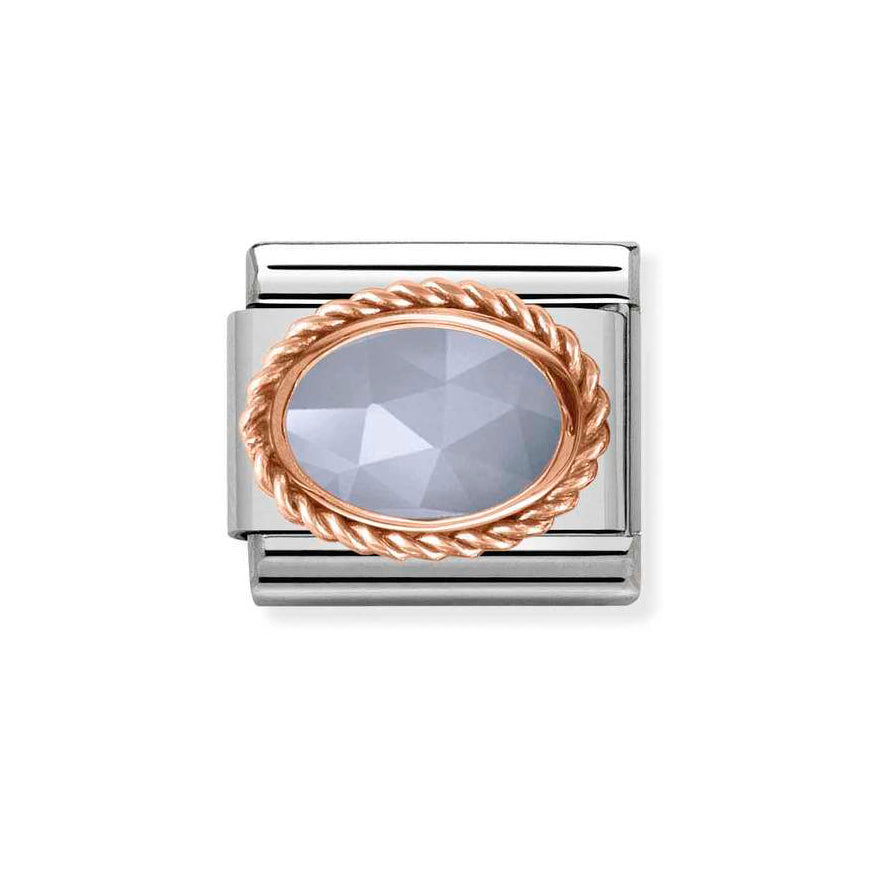 Nomination Classic Rose Gold Blue Bandaged Agate Charm