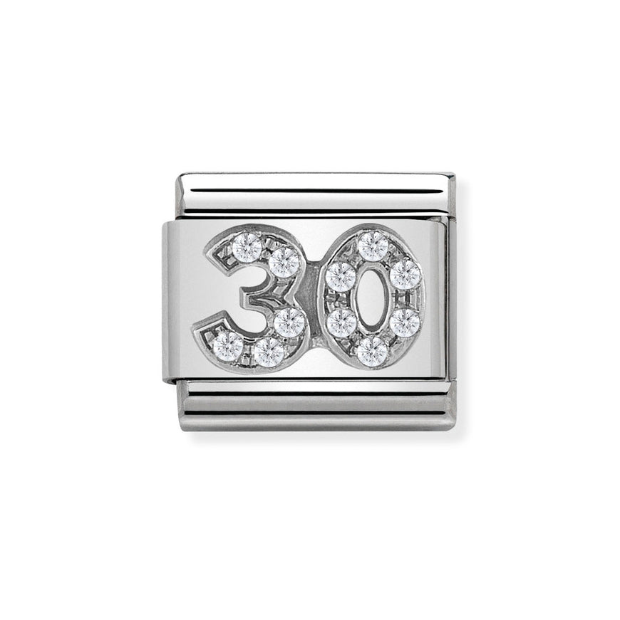 Nomination Classic Silver Sparkling Number 30 Charm