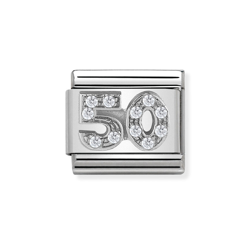 Nomination Classic Silver Sparkling Number 50 Charm