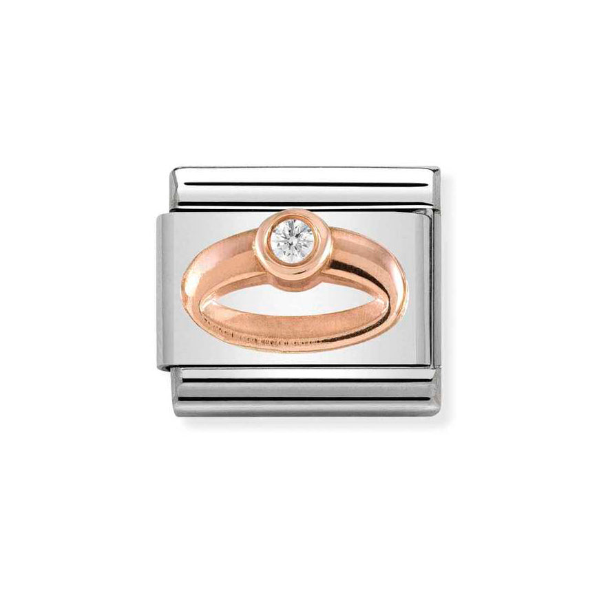 Nomination Classic Rose Gold Plated & White Cubic Zirconia Ring Charm