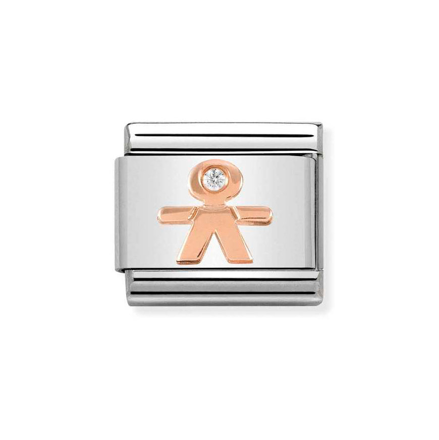 Nomination Classic Rose Gold Plated & White CZ Little Boy Charm