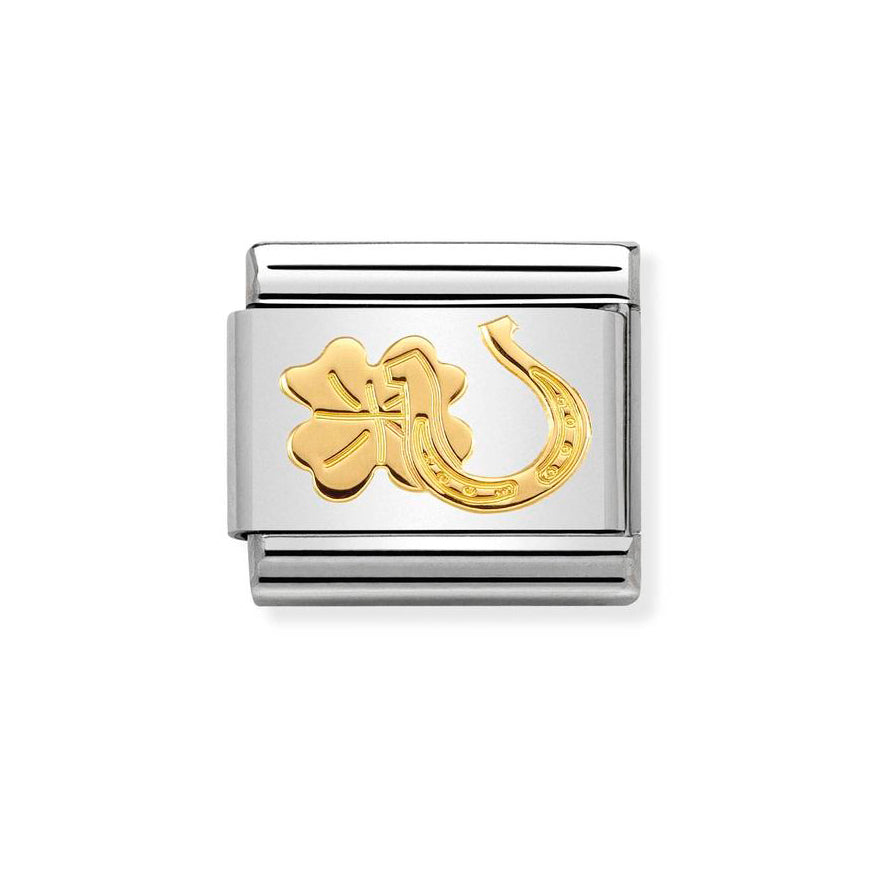 Nomination Gold Composable Classic Horseshoe And Four-Leaf Clover Charm