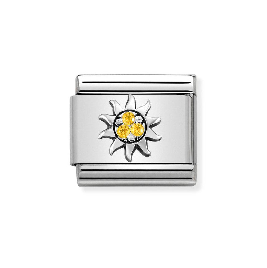Nomination Classic Silver Sun with Yellow CZ Charm