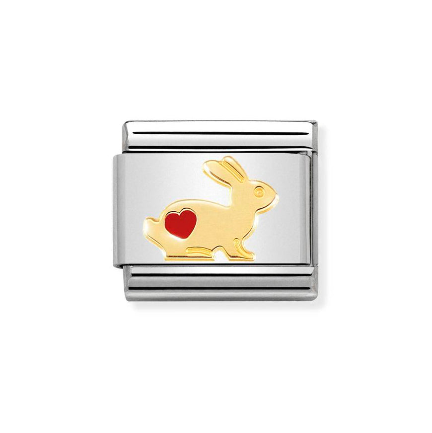 Nomination Composable Gold Rabbit with red heart Charm