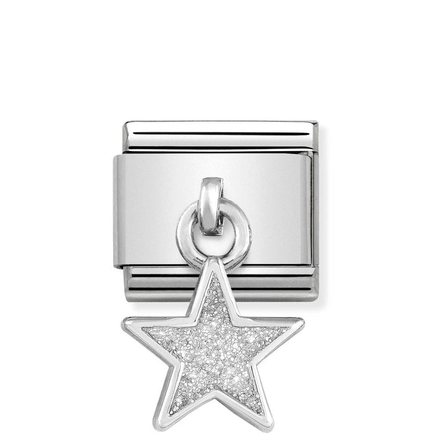 Nomination Classic Silver White Glitter Star Drop Charm