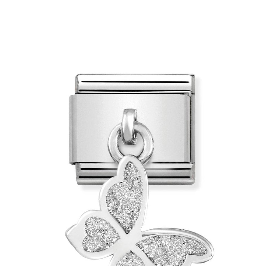 Nomination Silver Glitter Hanging Butterfly Charm