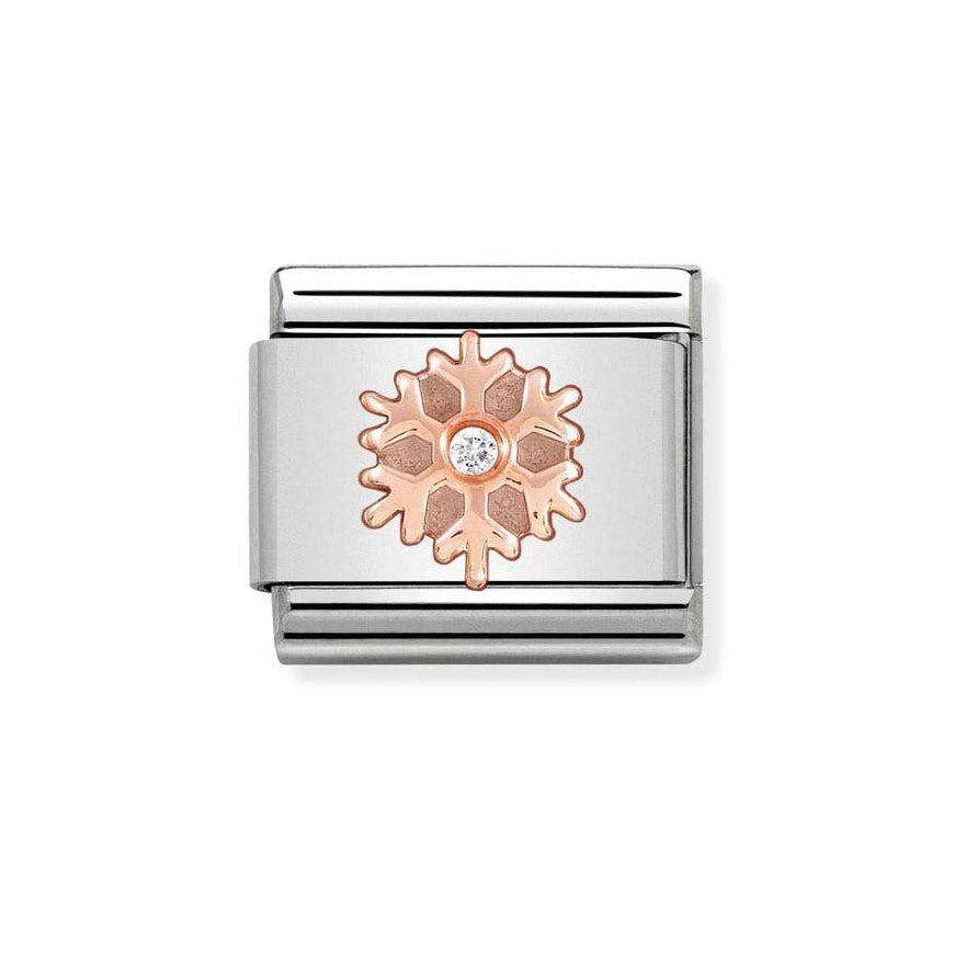 Nomination Classic Rose Gold Snowflake with Cubic Zirconia Charm