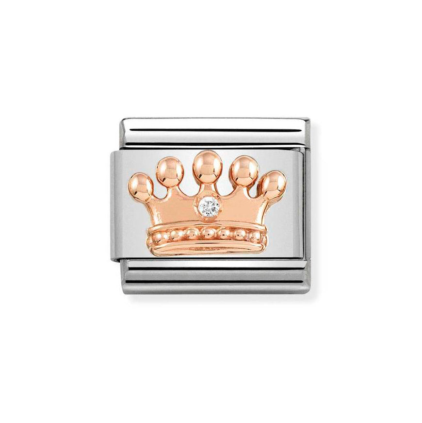 Nomination Classic Rose Gold Crown with Cubic Zirconia Charm