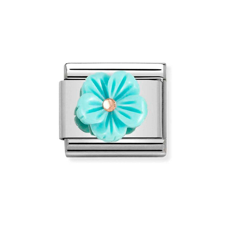 Nomination Composable Classic 9K Rose Gold Turquoise Flower Charm