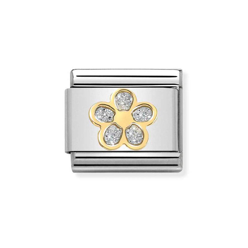 Nomination Composable Classic 18K Gold Flower Silver Glitter Charm