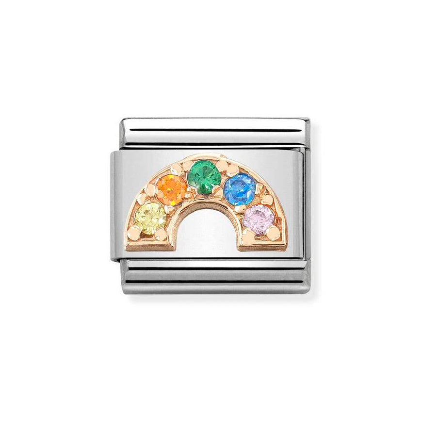 Nomination Classic 9ct Rose Gold CZ Rainbow Charm