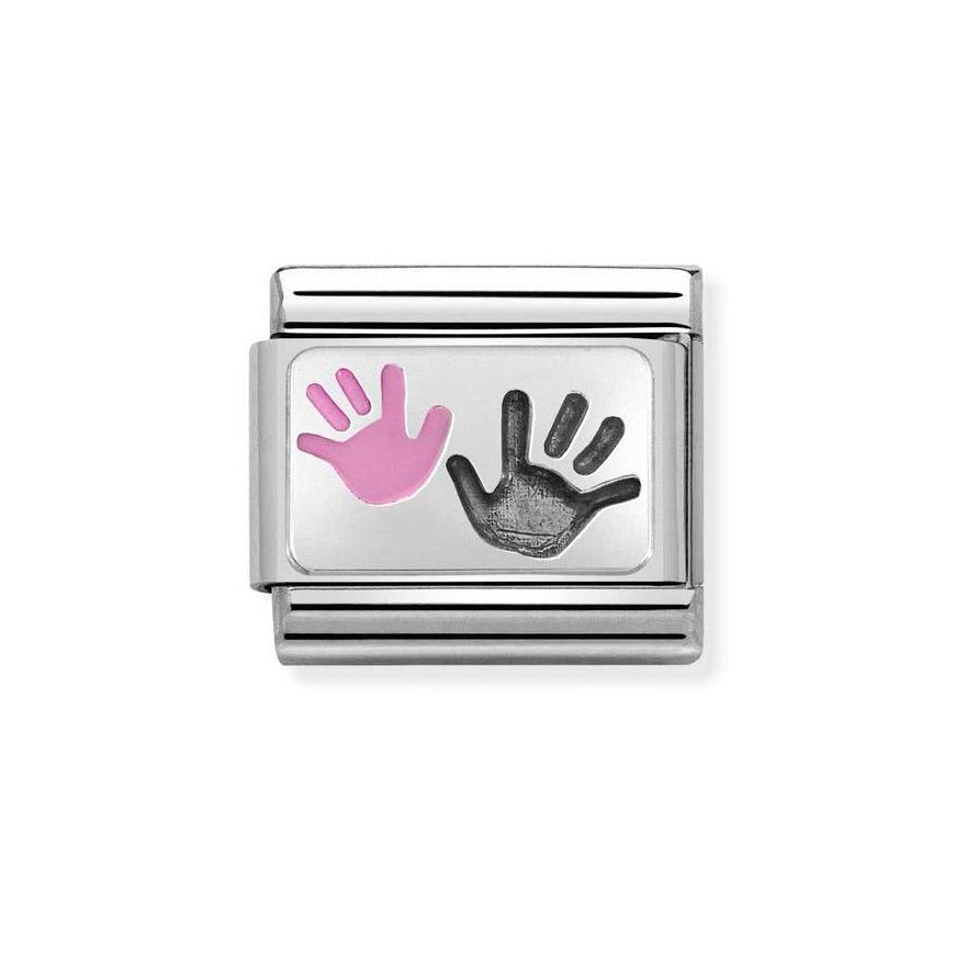 Nomination Composable Classic Silver Hand Parent Pink Daughter Charm