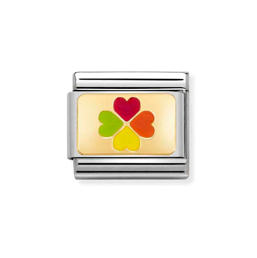 Nomination Gold Composable Classic Rainbow Four-Leaf Clover Charm