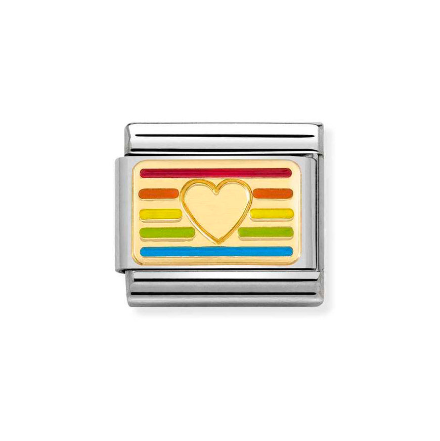 Nomination Gold Composable Classic Rainbow Flag Heart Charm