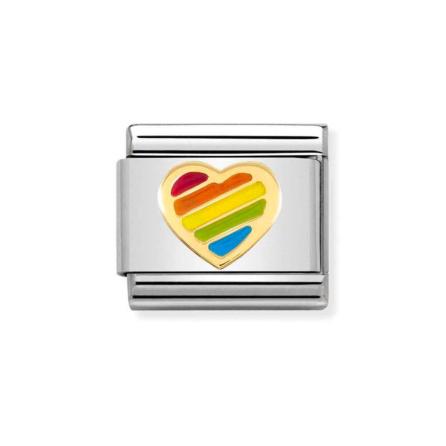 Nomination Silver Rainbow Gold Heart Charm