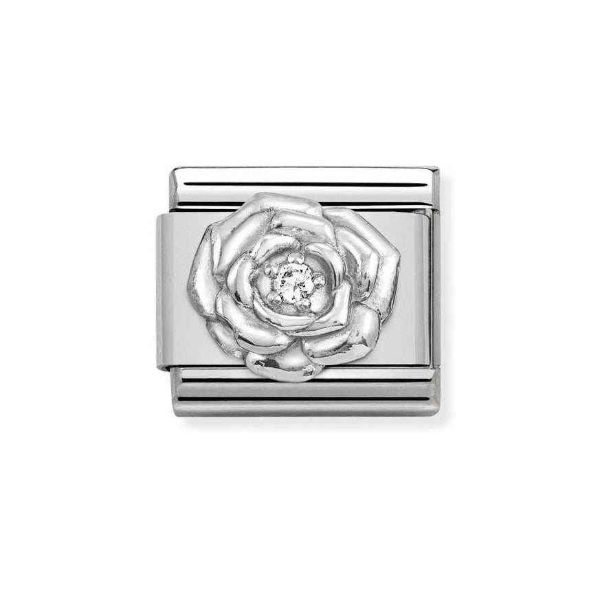 Nomination Silver Rose Charm With Cubic Zirconia Charm