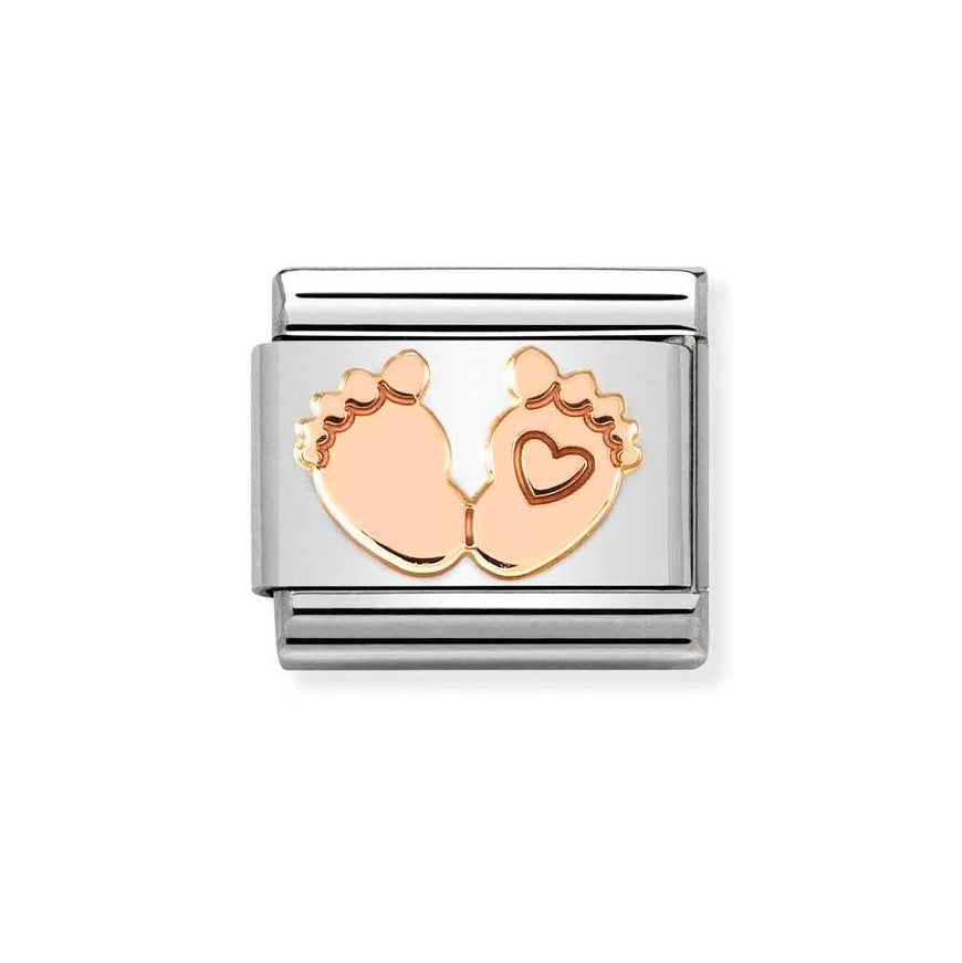 Nomination Silver And Rose Gold Feet With Heart Charm