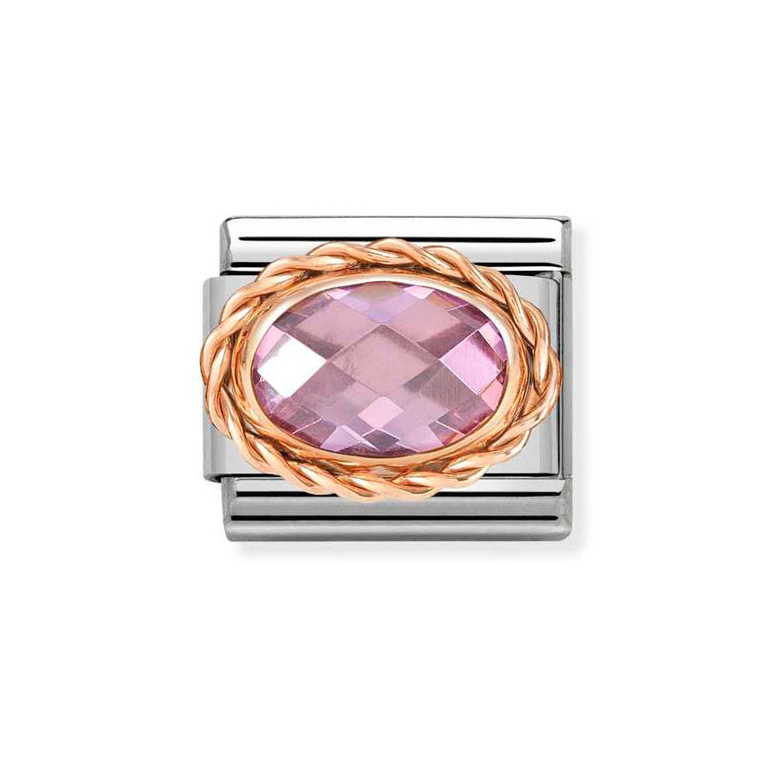 Nomination Rose Gold Composable Classic Faceted Oval Pink Stone Charm