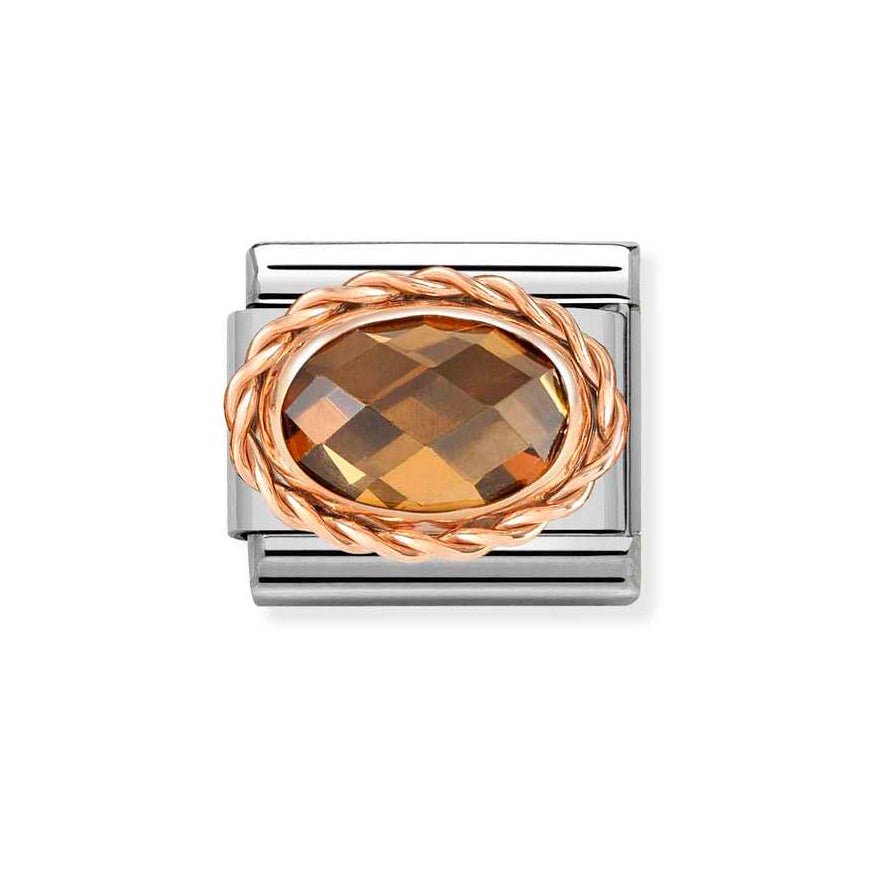 Nomination Rose Gold Composable Classic Faceted Oval Smokey Stone Charm