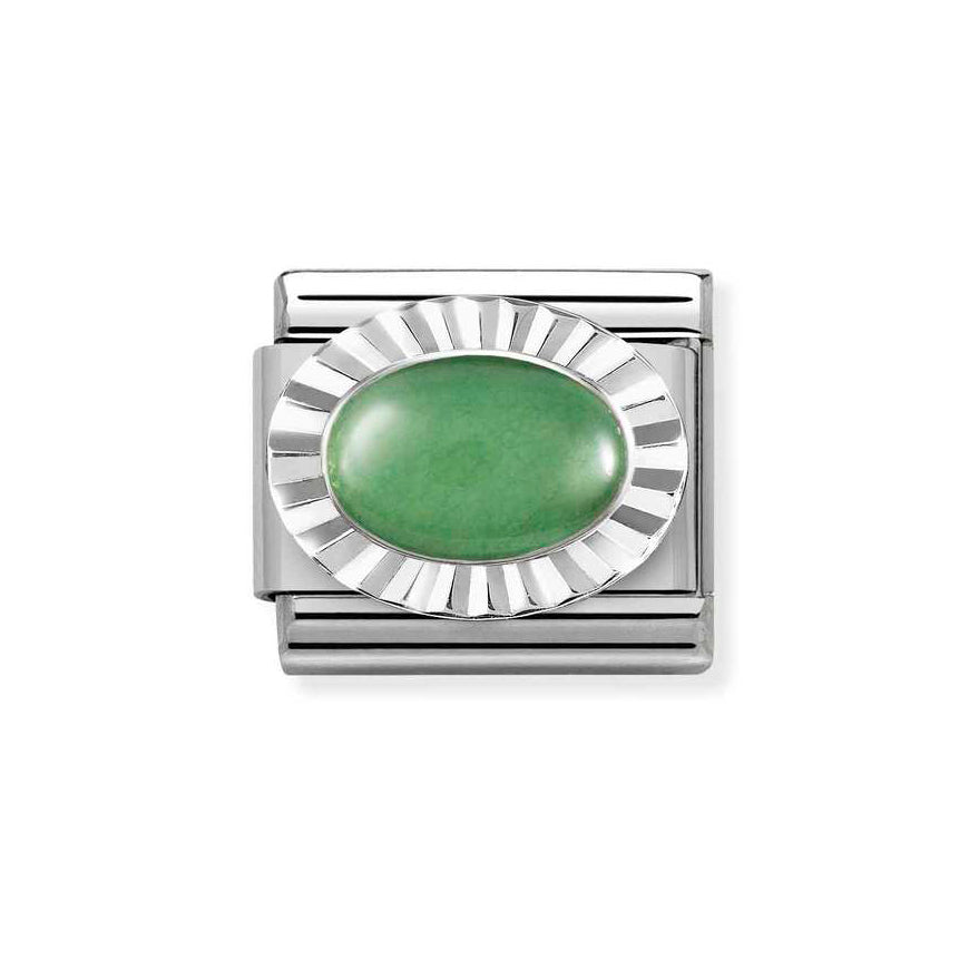 Nomination Silver Composable Classic Diamond Oval Green Aventurine Charm