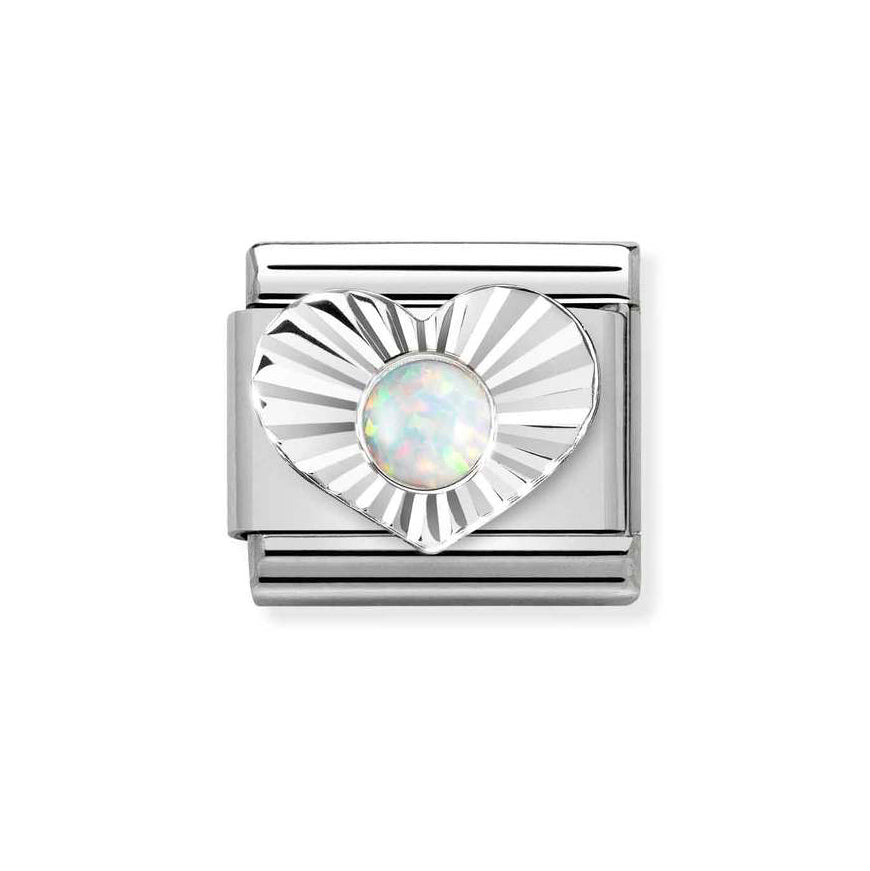 Nomination Silver Composable Classic Diamond Heart White Opal Charm