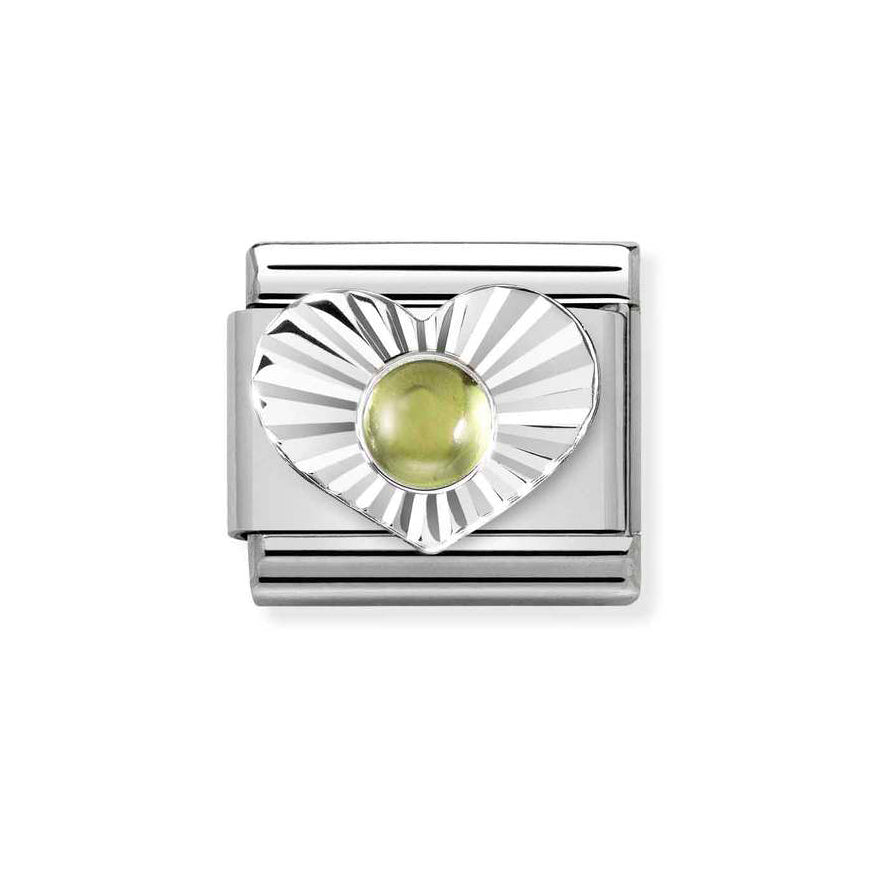 Nomination Silver Composable Classic Diamond Heart Peridot Charm