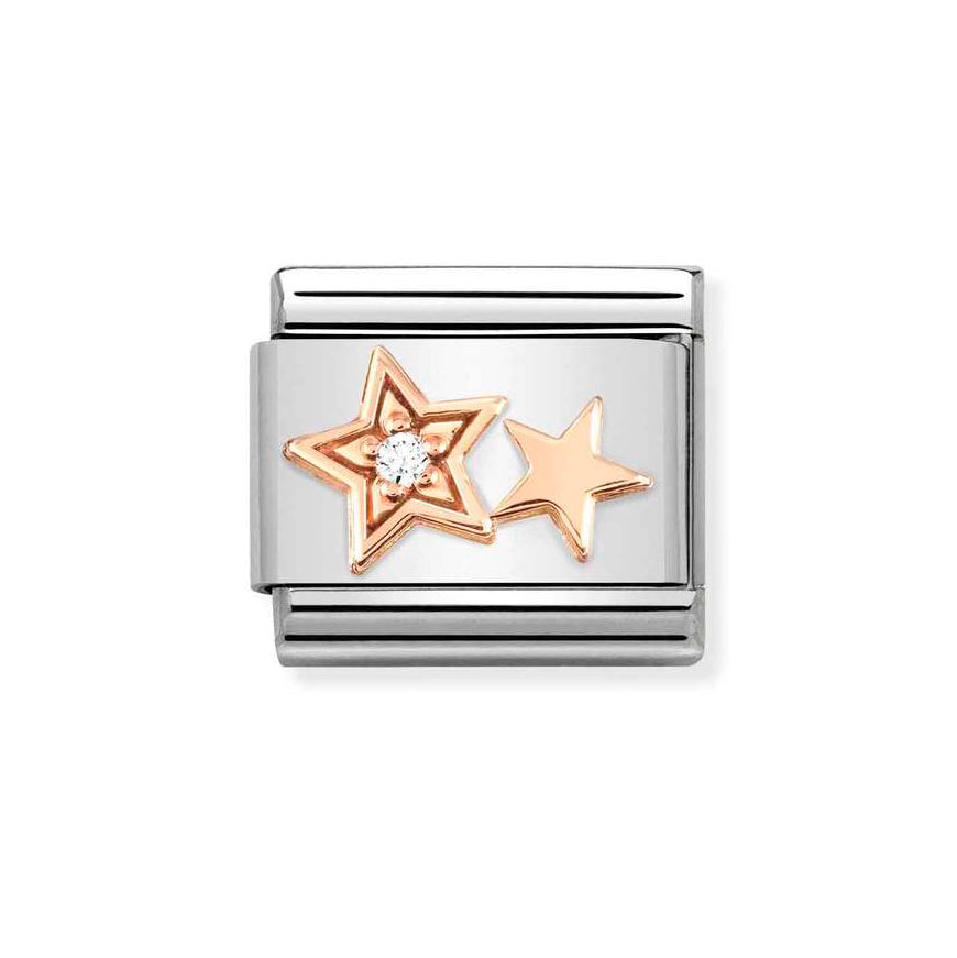 Nomination Rose Gold Composable Classic Cz Double Star Charm
