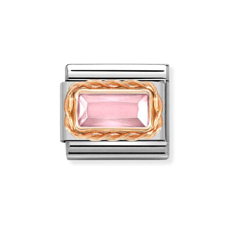 Nomination Rose Gold Composable Classic Pink Baguette Stone Charm