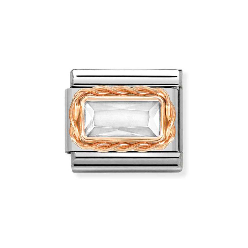 Nomination Rose Gold Composable Classic Clear Cz Baguette Stone Charm