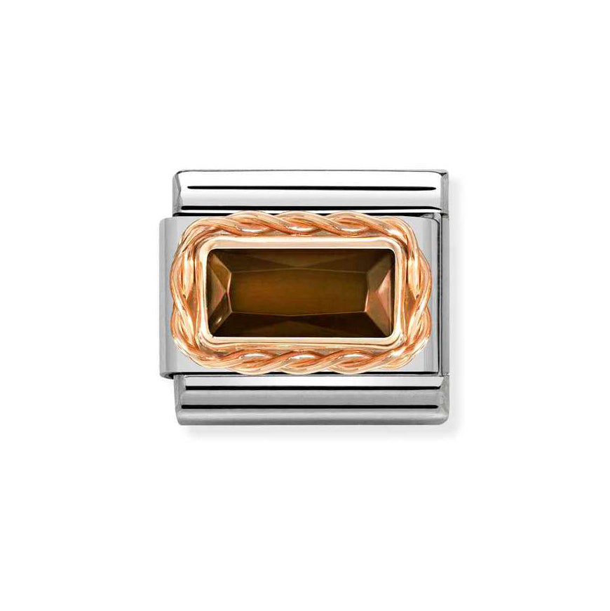 Nomination Rose Gold Composable Classic Smokey Baguette Stone Charm