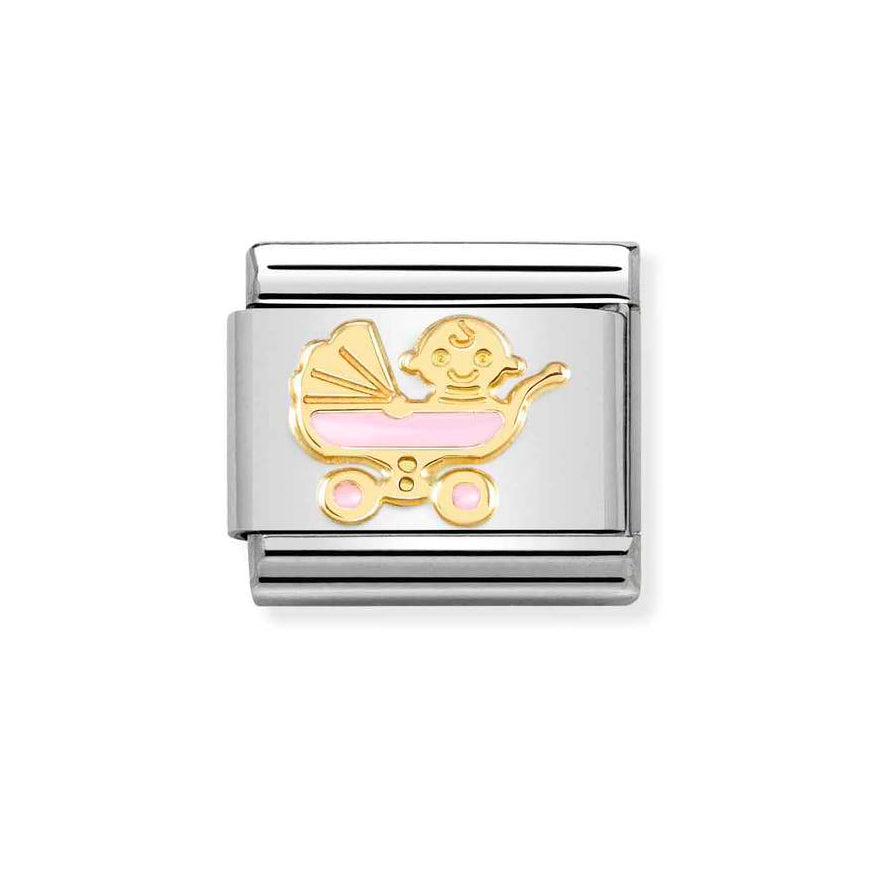 Nomination Gold Composable Classic Pink Baby Pram Charm