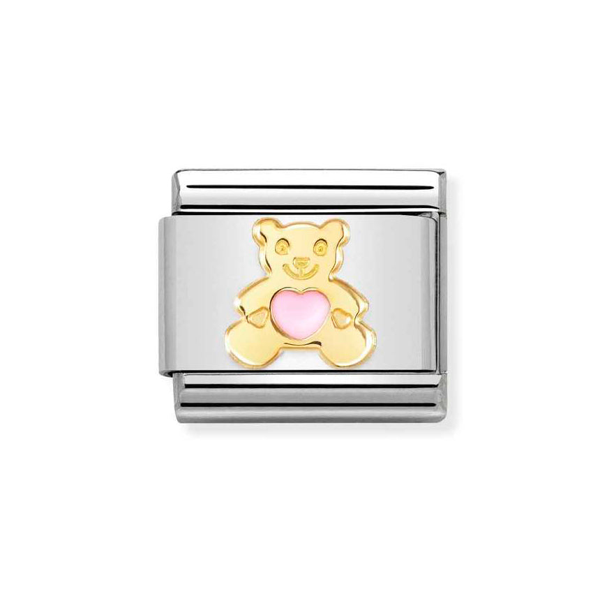 Nomination Gold Composable Classic Pink Heart Bear Charm