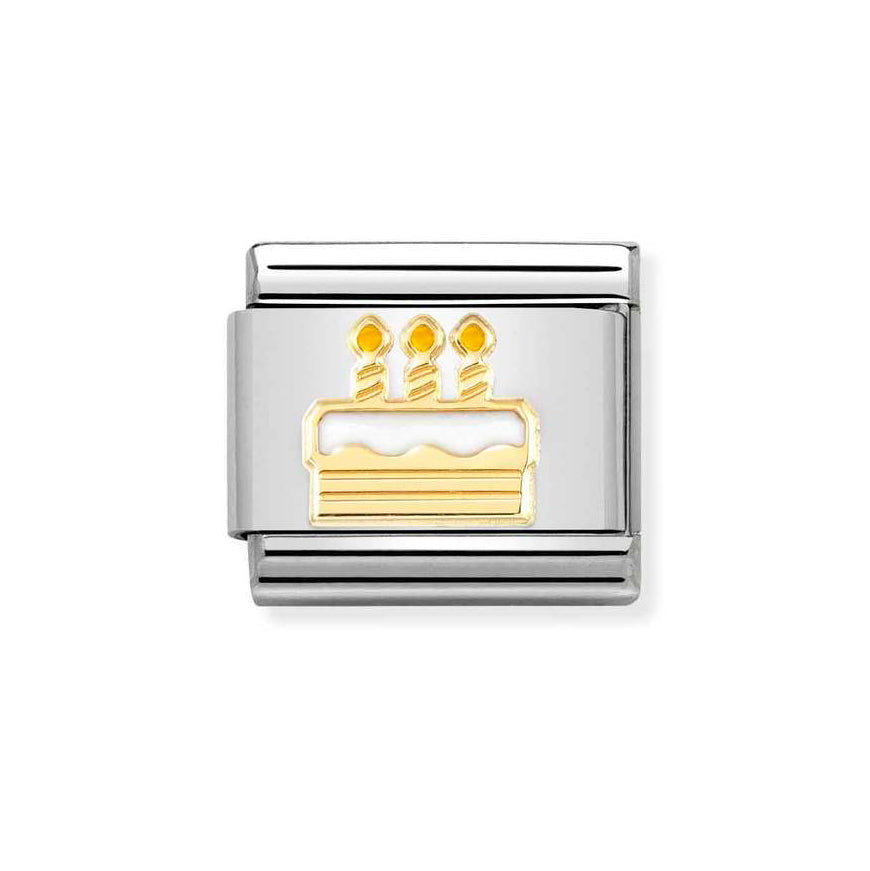 Nomination Gold Composable Classic White Birthday Cake Charm