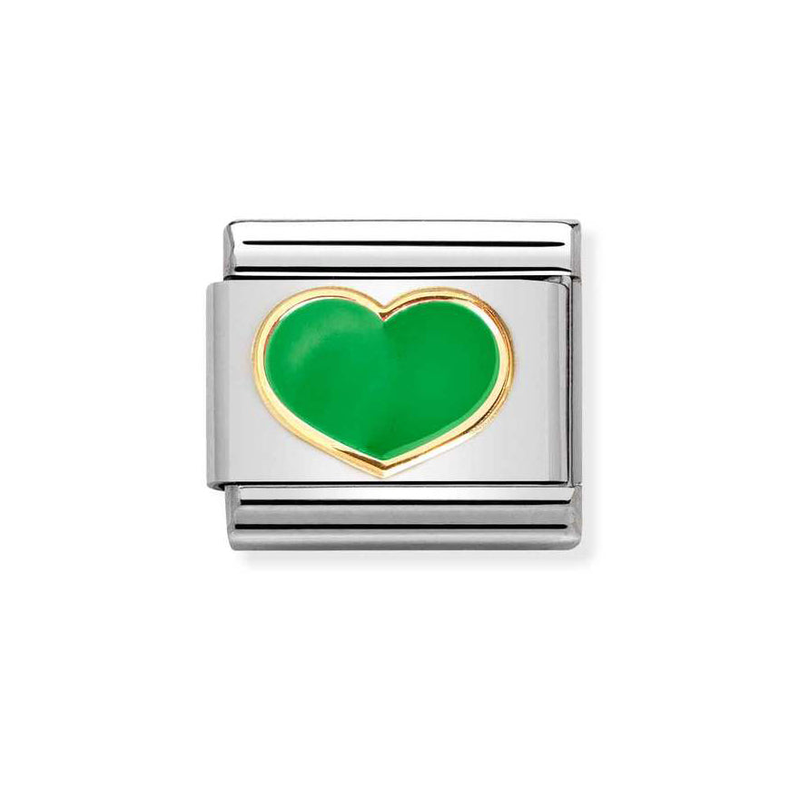 Nomination Gold Composable Classic Green Heart Charm