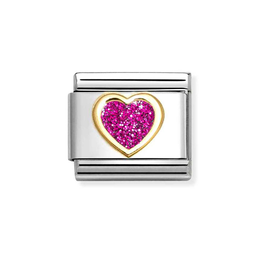 Nomination Gold Glitter Symbols Fuchsia Heart