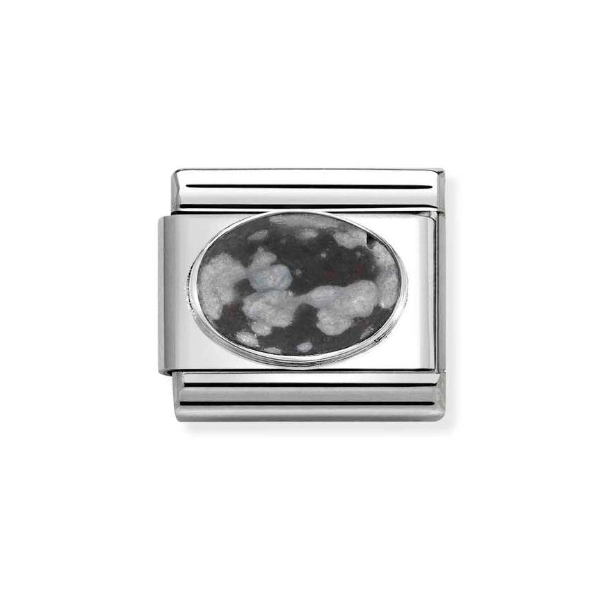 Nomination Silver Composable Classic Mat Obsidian Oval Charm