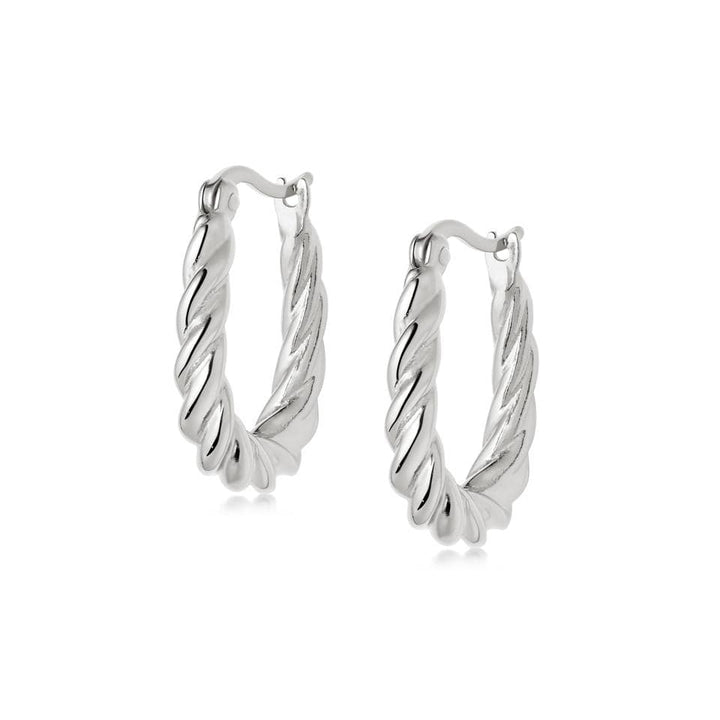 Daisy London Sterling Silver Stacked Rope Creole Hoop Earrings