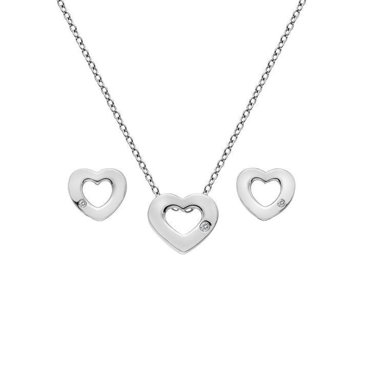 Hot Diamonds Silver Amulets Heart Set