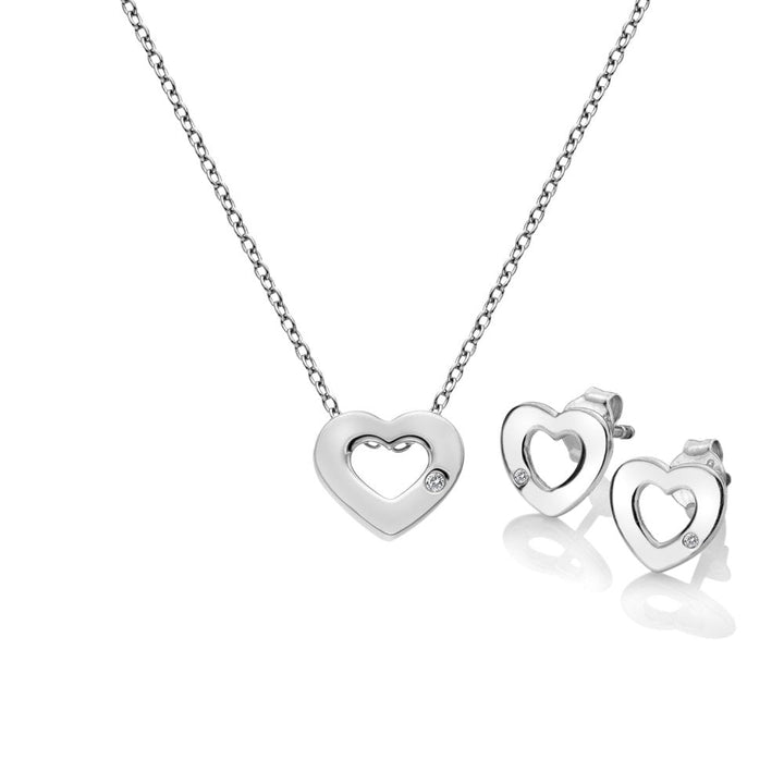 Hot Diamonds Silver Amulets Heart Set