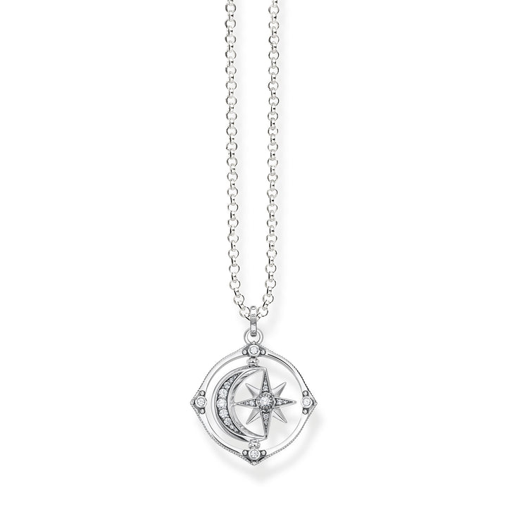 Thomas Sabo Silver CZ Moon Star Spinning Necklace