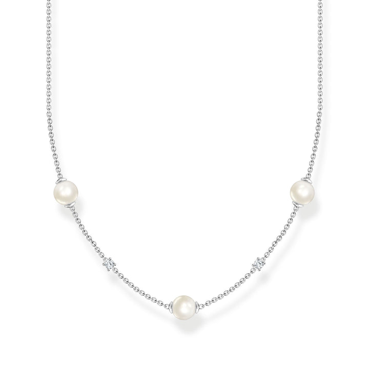 Thomas Sabo Silver CZ Triple Pearl Necklace