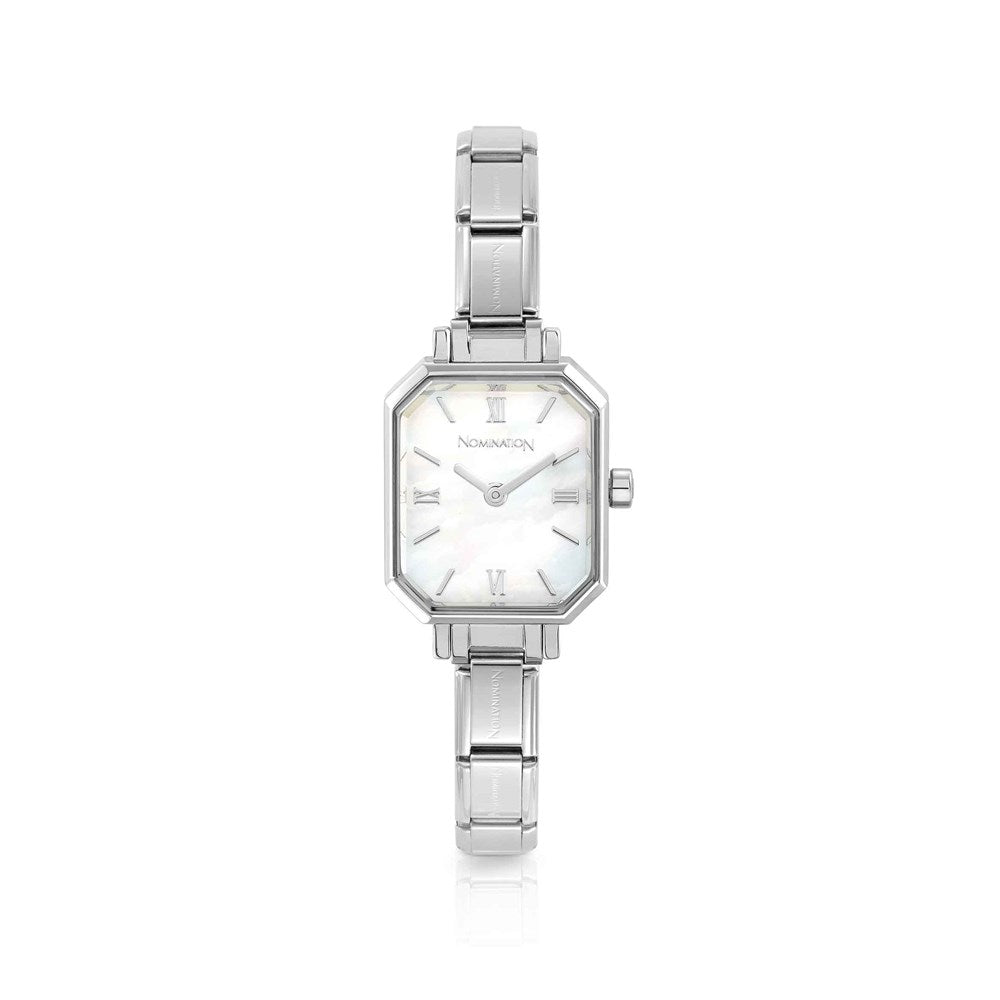 Nomination Classic Silver Rectangular Mother of Pearl Dial Watch