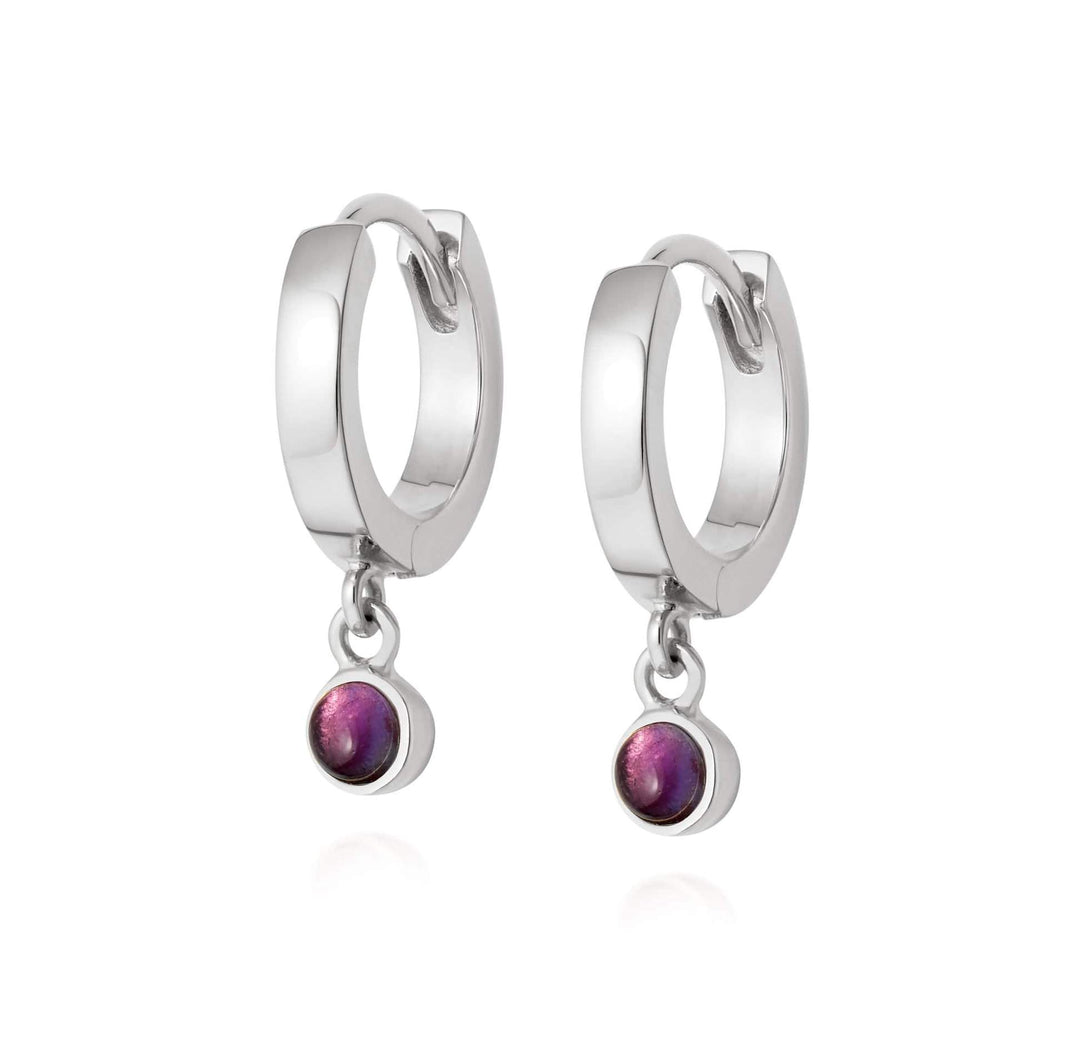 Daisy London Sterling Silver Amethyst Healing Huggie Hoops