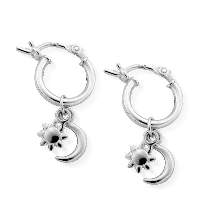 ChloBo Silver Dainty Moon & Sun Small Hoops