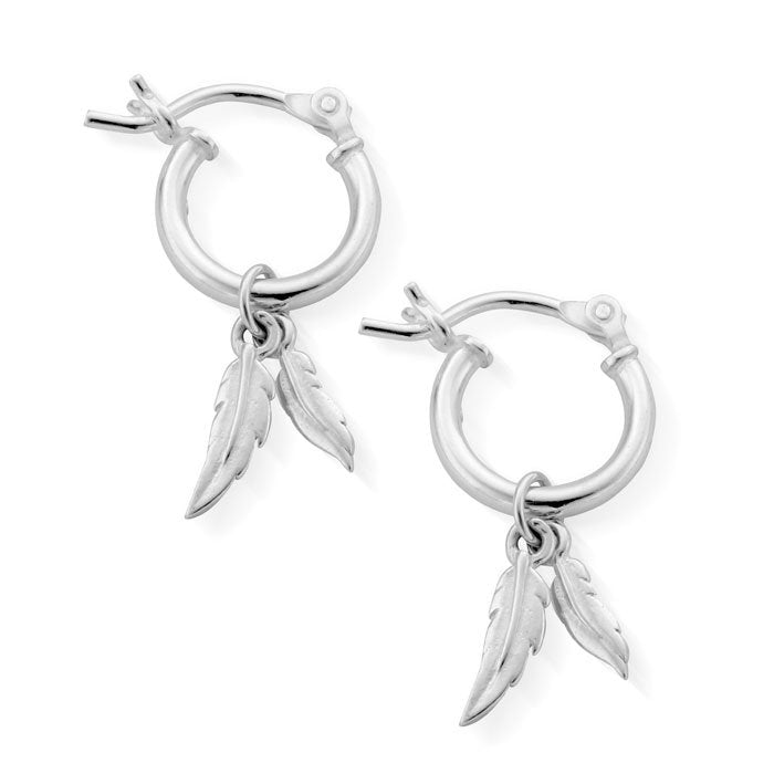 ChloBo Silver Double Feather Small Hoops