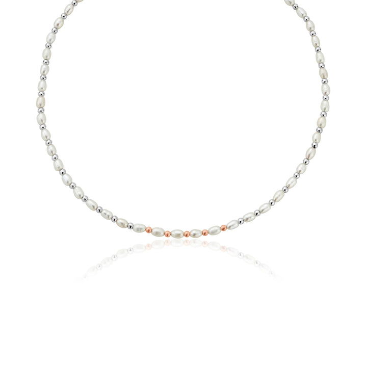 Clogau Welsh Beachcomber Silver and Pearl Choker Necklace