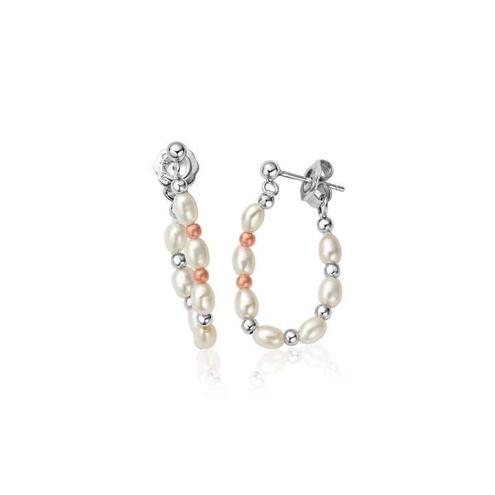 Clogau Welsh Beachcomber Silver and Pearl Drop Earrings